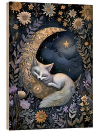 Trätavla Moon Fox