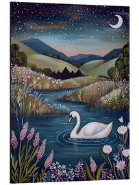 Aluminiumtavla Nighttime Swan