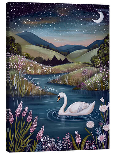 Quadro em tela Nighttime Swan