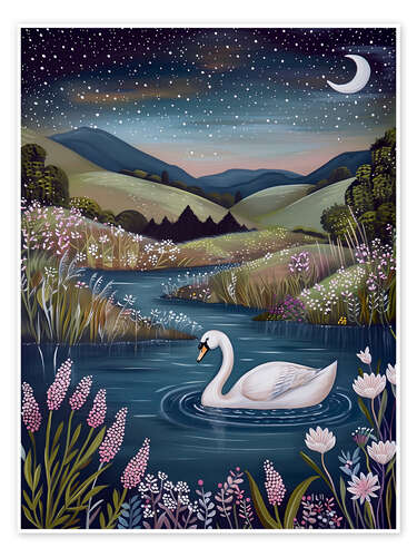 Plakat Nighttime Swan