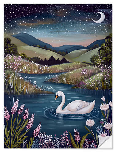 Vinilo para la pared Nighttime Swan