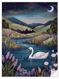 Vinilo para la pared Nighttime Swan