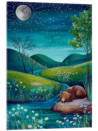 Tableau en verre acrylique Nighttime Bear