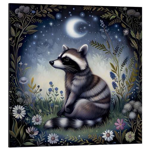 Aluminium print Woodland Raccoon
