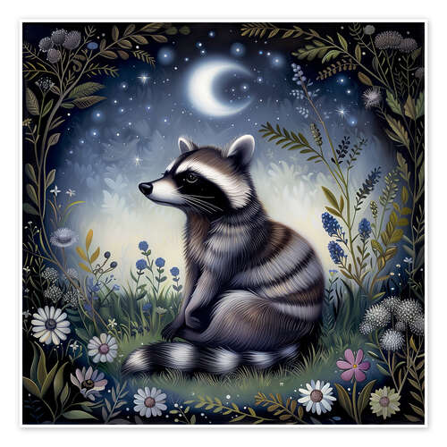 Poster Woodland Raccoon