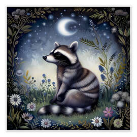 Wall print Woodland Raccoon - Dutch Lady