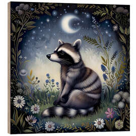 Trätavla Woodland Raccoon