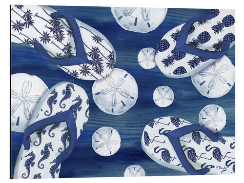 Aluminium print Indigo Flip Flops