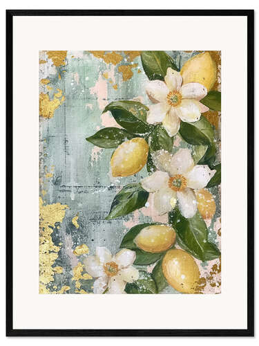 Impresión de arte enmarcada Golden Lemon Branch II