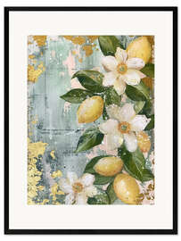 Framed art print Golden Lemon Branch II