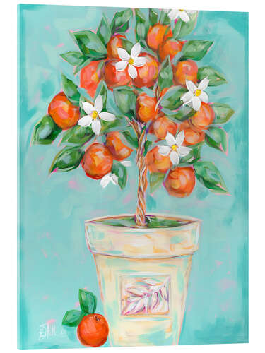 Acrylglasbild Tontopf mit Orangenbaum