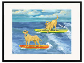 Gerahmter Kunstdruck Coole Labradore beim Surfen