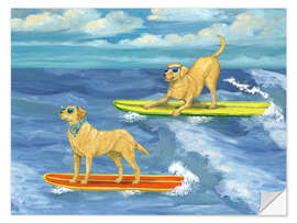 Wandsticker Coole Labradore beim Surfen