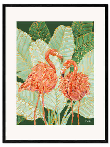Kehystetty taidepainatus Martinique Flamingos