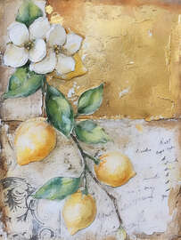 Magnettafel Goldener Zitronenzweig I