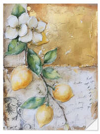 Vinilo para la pared Golden Lemon Branch I