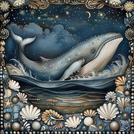 Magnettafel Wale des magischen Ozeans I