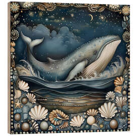 Trätavla Whales of the Magic Ocean I