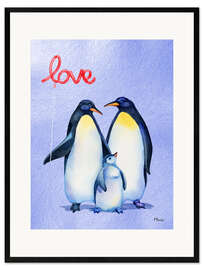 Gerahmter Kunstdruck Pinguinliebe