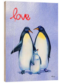 Holzbild Pinguinliebe