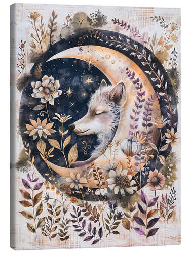 Leinwandbild Mond-Wolf