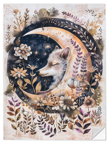 Adesivo murale Moon Wolf