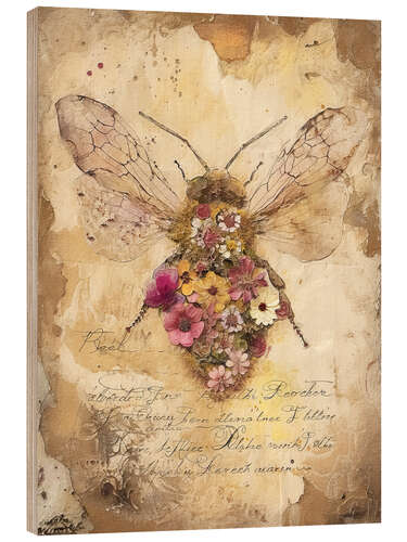 Tableau en bois Floral Bee II