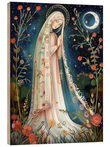 Hout print The Virgin Mary I