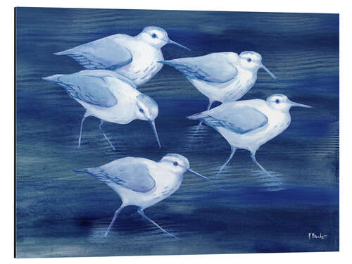 Aluminium print Sandpiper on marine blue