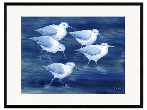 Kunsttryk i ramme Sandpiper on marine blue