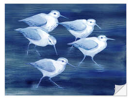 Wall sticker Sandpiper on marine blue - Paul Brent