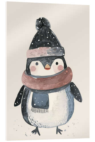 Acrylglasbild Pinguin mit Mütze