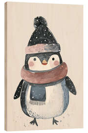 Obraz na drewnie Bundled Penguin - PetalsPrintsDesign