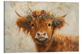 Magnettafel Blumenkrone Highland-Kuh - PetalsPrintsDesign