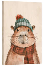 Trätavla Chili Capybara - PetalsPrintsDesign