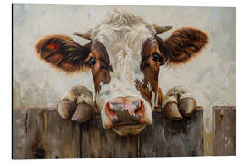 Quadro em alumínio Cow on the Fence