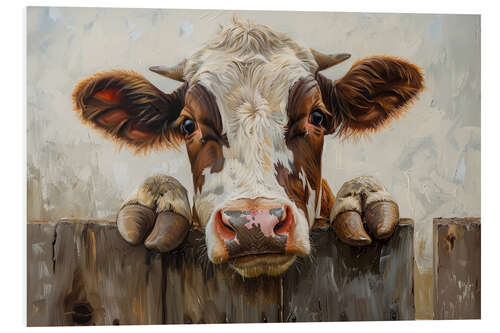 Stampa su PVC Cow on the Fence
