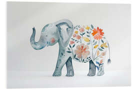 Obraz na szkle akrylowym Floral Print Elephant - PetalsPrintsDesign