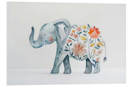 Hartschaumbild Elefant mit Blumenmuster