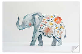 Wandsticker Elefant mit Blumenmuster
