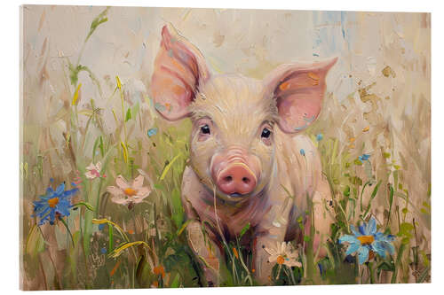 Akrylbilde Pretty Pig Portrait
