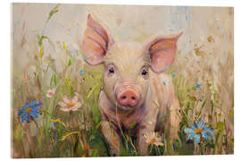 Akrylbilde Pretty Pig Portrait - PetalsPrintsDesign