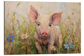 Tableau en aluminium Pretty Pig Portrait - PetalsPrintsDesign