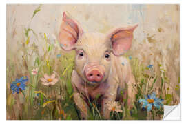 Vinilo para la pared Pretty Pig Portrait - PetalsPrintsDesign