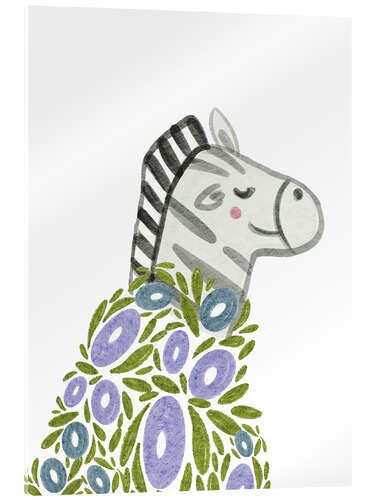 Cuadro de metacrilato Zebra covered in flowers