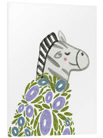 Hartschaumbild Zebra mit Blumen bedeckt