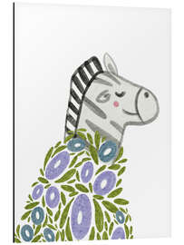 Magnettafel Zebra mit Blumen bedeckt