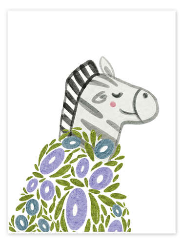 Plakat Zebra covered in flowers