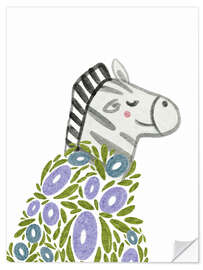 Vinilo para la pared Zebra covered in flowers - Nikita Jariwala