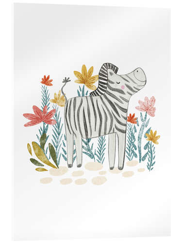 Acrylic print Zebra and flowers